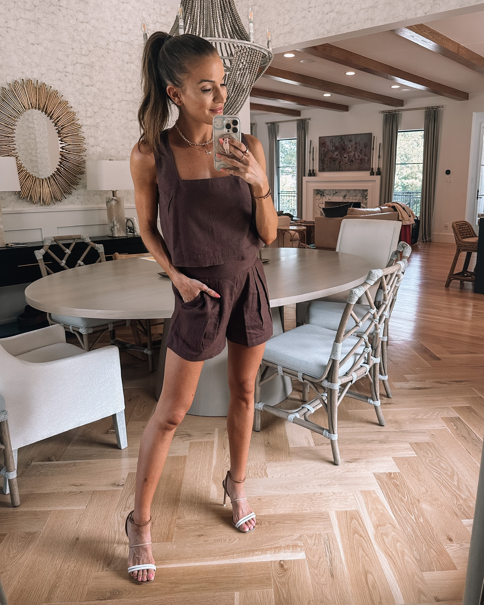 this rich tone matching set is neutral perfection! 🤎 abercrombie’s whole site is 20% off and get 20% off my electric picks necklaces with code LAUREN20! 

#LTKunder100 #LTKsalealert #LTKshoecrush