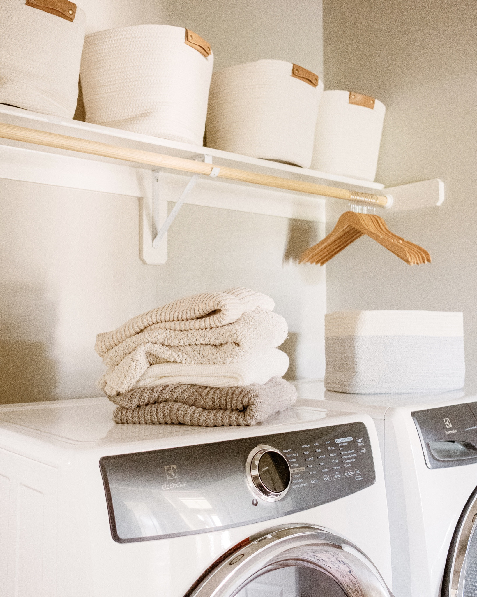 🧺 Don’t you love when all the laundry in your house is done? Those 5 min are pure bliss.

While I haven’t figured out how to STOP the laundry from constantly — seriously constantly — piling up, I have found solutions to make the space bring me joy. 

A few months ago I added white *stick on* subway tile that I absolutely love. Cheap. No big commitment and totally transformed the space. I also invested in some quality organizational pieces (these matching baskets and wooden hangers)  that make finding what I need easy peasy. 

I find that when a space is pretty and organized, the tedious tasks of folding clothes is less ….dreadful. Another thing that really helps? A great audiobook or podcast. 🙌🏼

I 

#LTKsalealert #LTKhome #LTKfamily