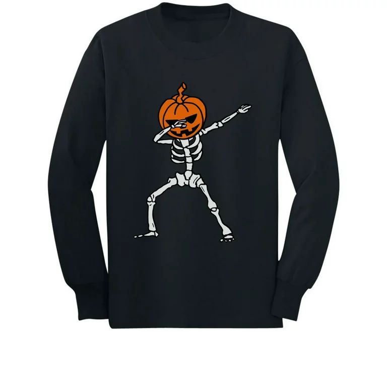 Skeleton Dabbing Shirt Floss Dance Pumpkin Halloween Youth Kids Tshirt | Walmart (US)