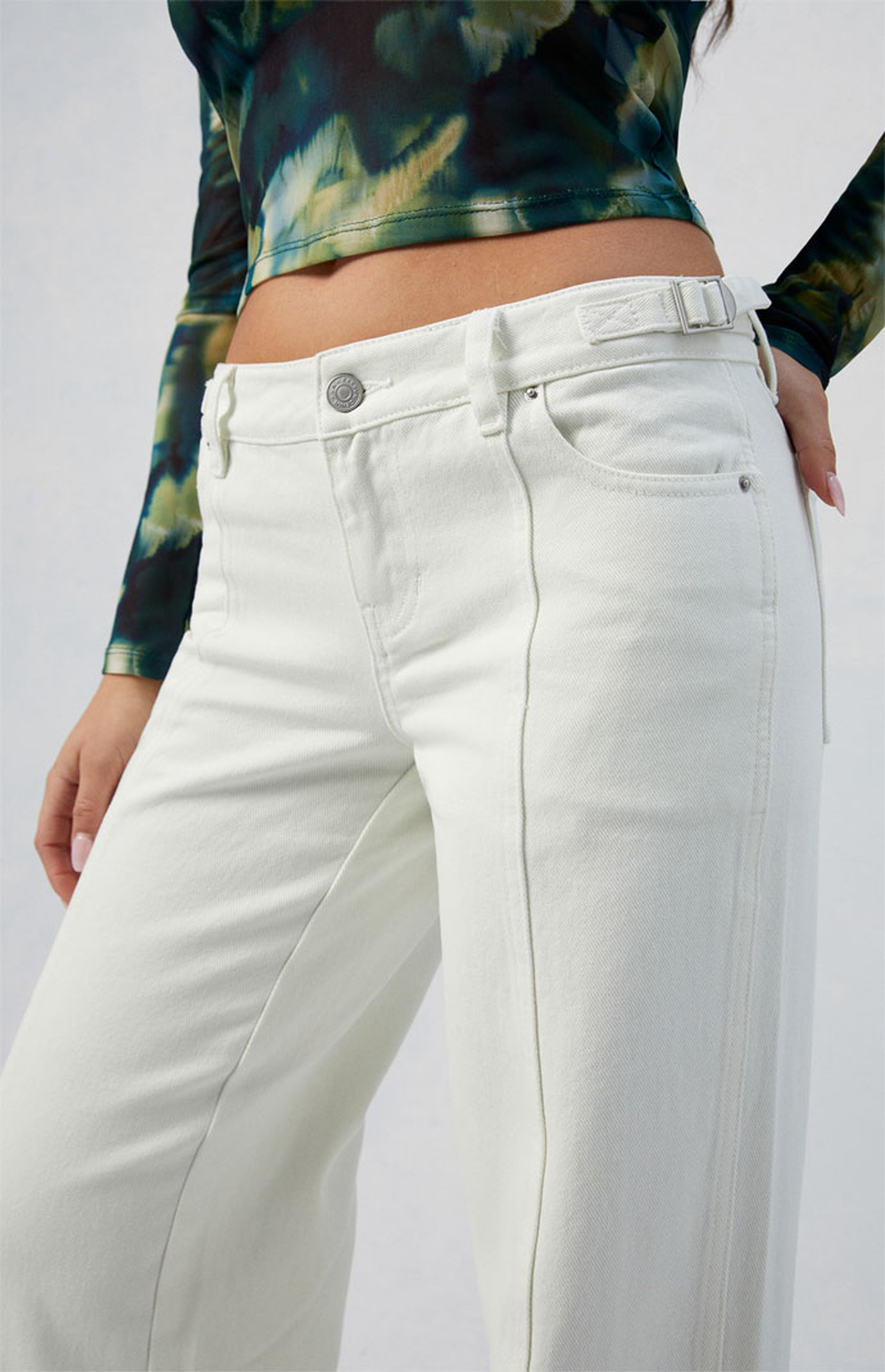 White Paneled Low Rise Baggy Jeans | PacSun