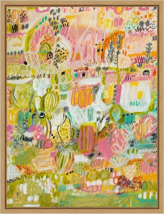 Amanti Art Framed Canvas Wall Art 24x18 Boho Garden I by Karen Fields, Framed Wall Art Canvas, Abstract Artwork, Modern Decor, Medium Poster Painting for Living Room, Bedroom, Bathroom, Kitchen, | Amazon (US)