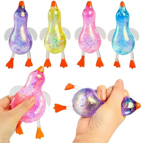 4Pcs Duck Sugar Stress Ball Squishies Toys for Kids and Adults,Cute Glitter Squishies Fidget Toys Sensory Toys,Duck Squeeze Stress Relief Balls for Adults | Amazon (US)