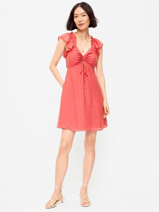 Flutter-Sleeve Fit & Flare Mini Dress | Old Navy (US)