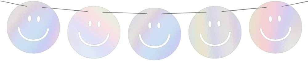 xo, Fetti Smiley Banner - Iridescent, 5 Ft. | Happy Pastel Birthday Party Decorations, Cute Bache... | Amazon (US)