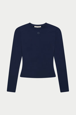 Sculpting Stretch Long Sleeve Top - Dark Navy | The Couture Club