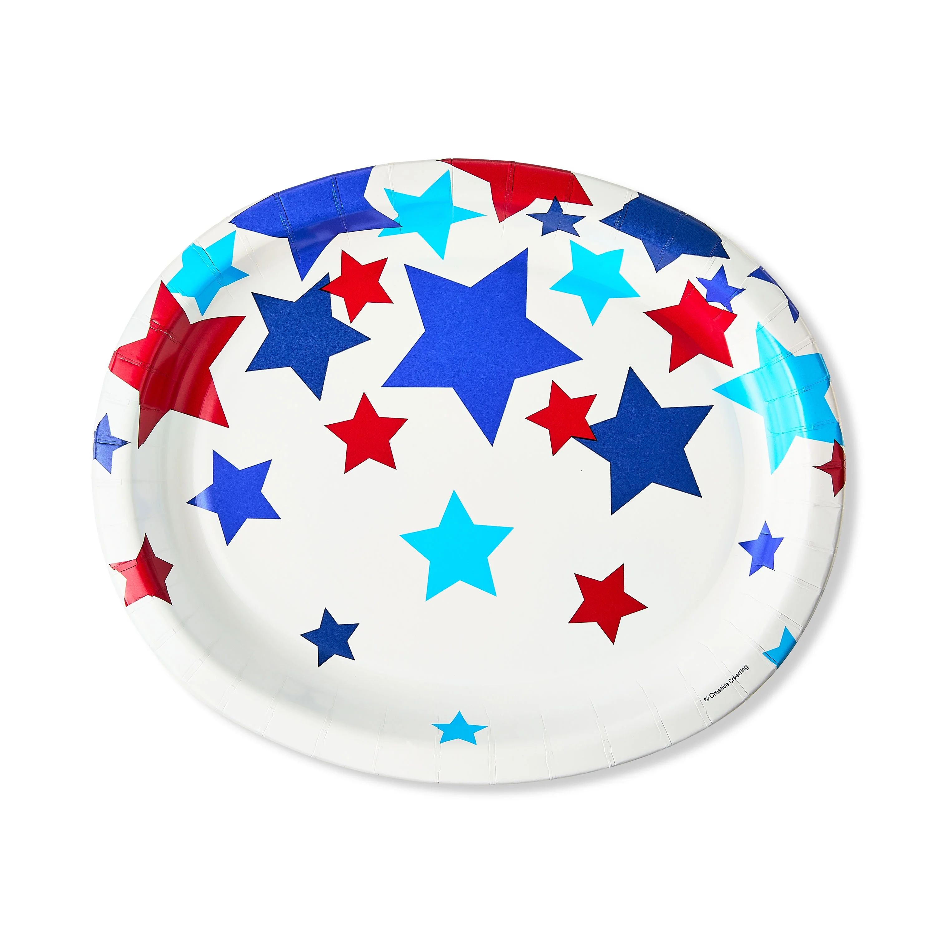 Patriotic Red, White, and Blue Stars Oval Paper Plates, 8 Count, by Way To Celebrate | Walmart (US)