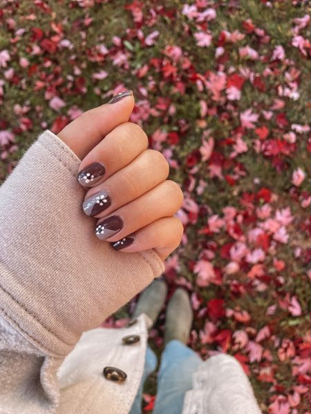 Fall Floral Nail Design! I used a nail dotted tool to make the flowers and a nail brush to clean up the edges! 

#LTKSeasonal #LTKbeauty