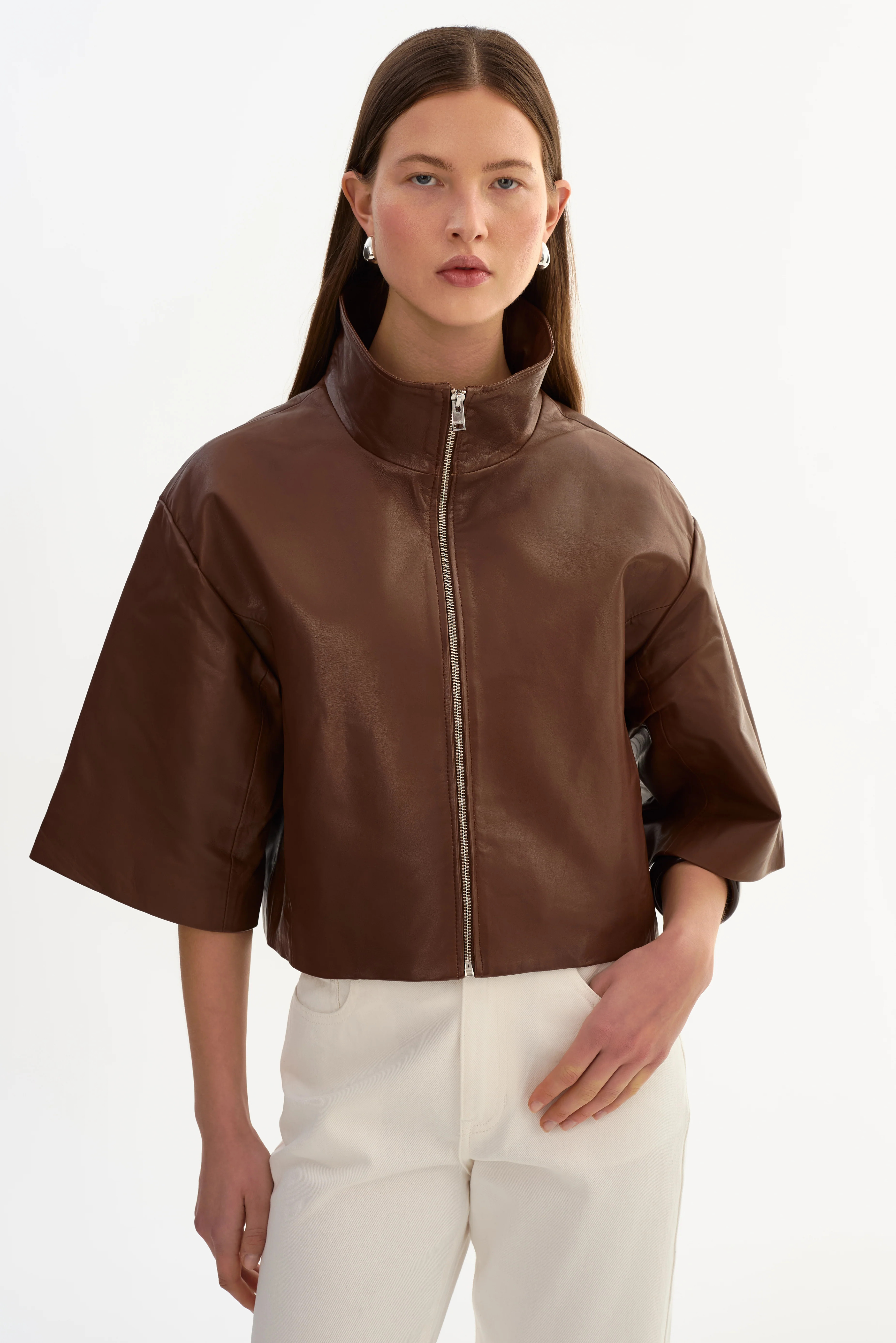 ELIN | Funnel Neck Leather Jacket | LAMARQUE