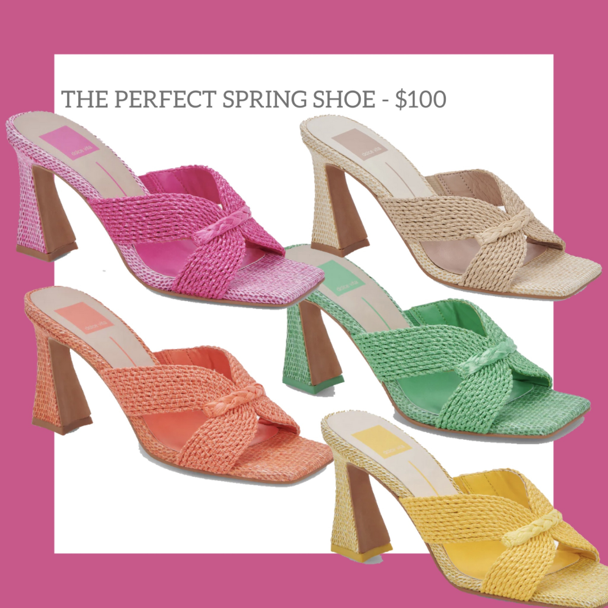 Colorful spring heels under $100

Dolce vita nitro heels , raffia block heels , spring wedding guest shoes, summer wedding guest shoes, raffia heels , rooftop party outfit , pink shoes , tan heels , orange shoes , green heels , yellow shoes , yellow heels 

#LTKSeasonal #LTKshoecrush #LTKtravel