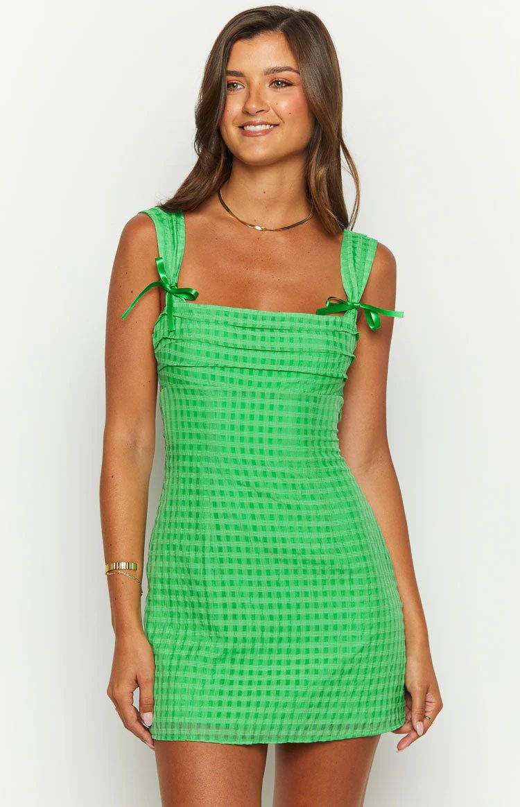 Layla Green Tie Back Mini Dress | Beginning Boutique (US)