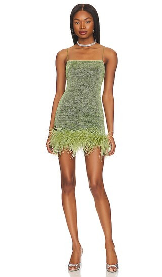 Oseree Lumiere Plumage Mini Dress in Green. - size XL (also in L, M, S) | Revolve Clothing (Global)