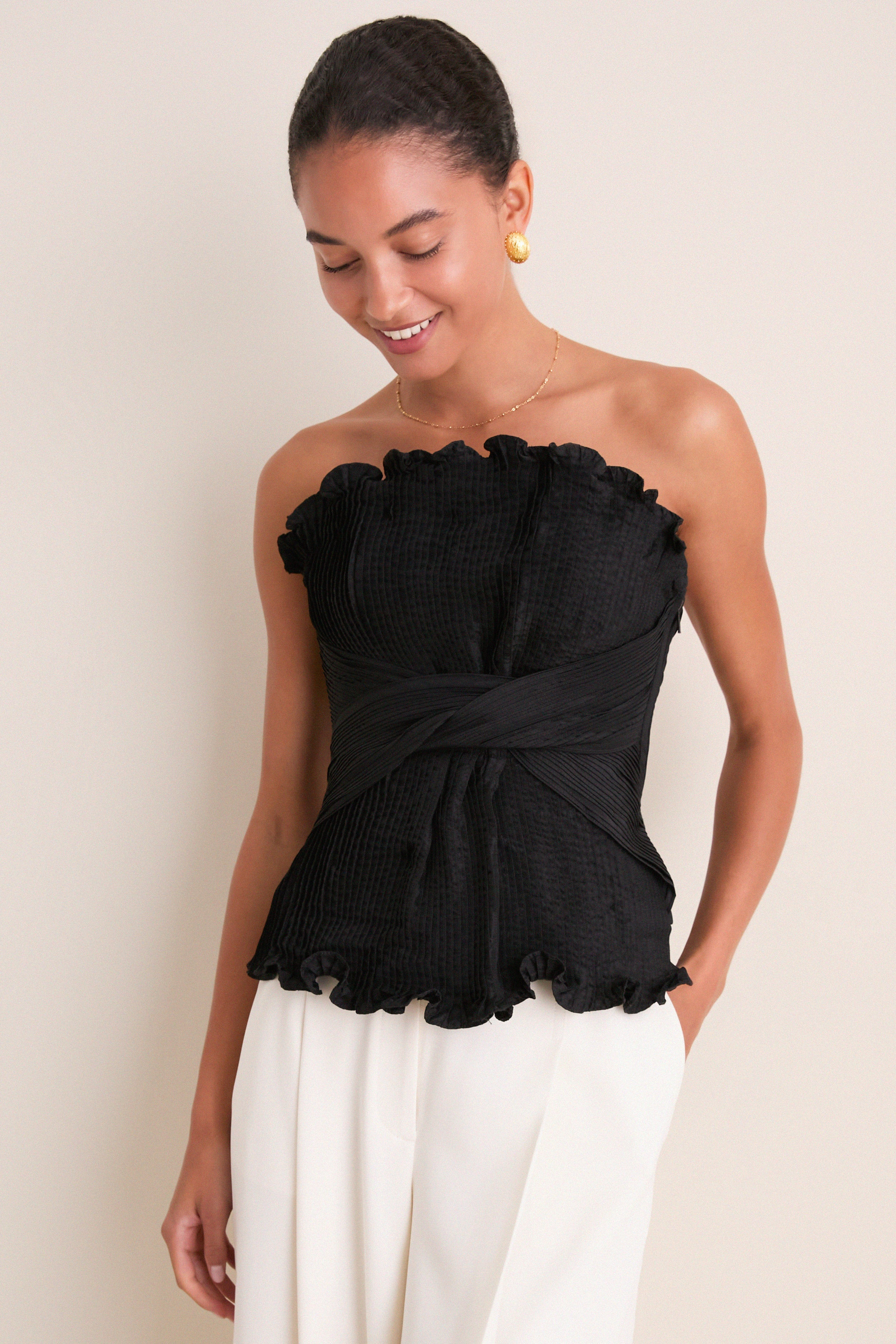 Black Te Recuerdo Pleated Top | Tuckernuck (US)