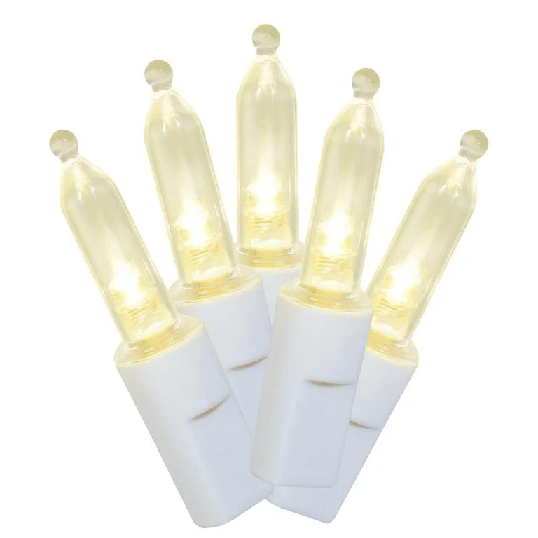 50-Count Warm White LED Mini Christmas Lights with White Wire, 11', Holiday Time | Walmart (US)