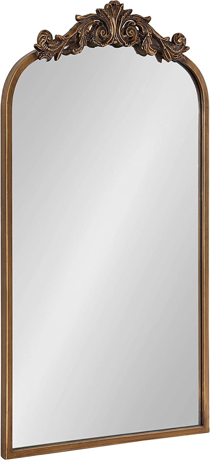 Kate and Laurel Arendahl Traditional Arch Mirror, 19" x 30.75", Gold, Baroque Inspired Wall Decor | Amazon (US)