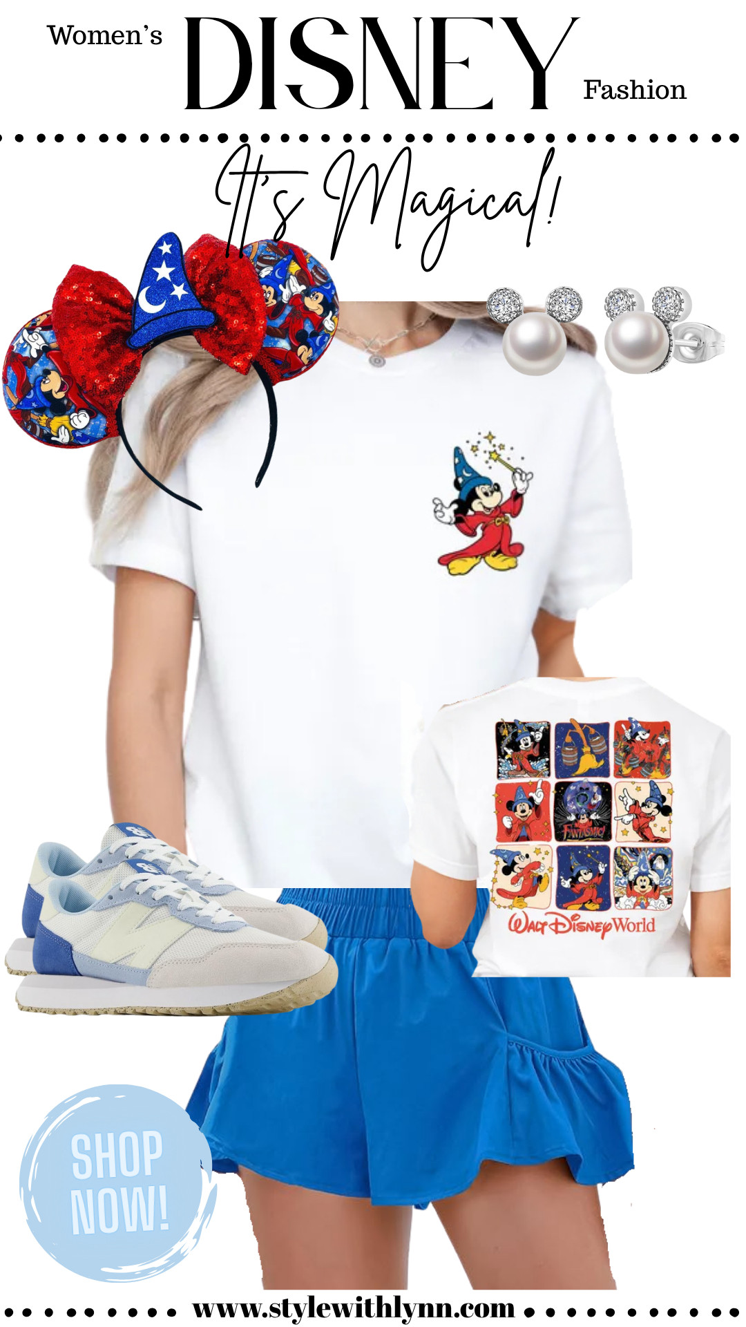 Bring the wonder of Disney to life with this Sorcerer Mickey-inspired park outfit! From the Fantasia-themed tee and ruffle shorts to the classic Mickey pearl earrings and Sorcerer’s Apprentice ears, this look is ready to sprinkle a little pixie dust on your next Disney day. Pair it with comfy sneakers for park-hopping in style! 

🛍️ Shop this enchanting Disney World outfit now and make your magical memories shine! 

#DisneyOutfit #SorcererMickey #DisneyParksStyle #LTKDisney #LTKMagic #WaltDisneyWorld #Fantasmic 

 #LTKStyleTip #LTKTravel