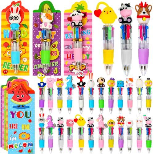 24 Multicolor Pens for Birthday Goodie Bags Party Favors Classroom Gifts | Amazon (US)