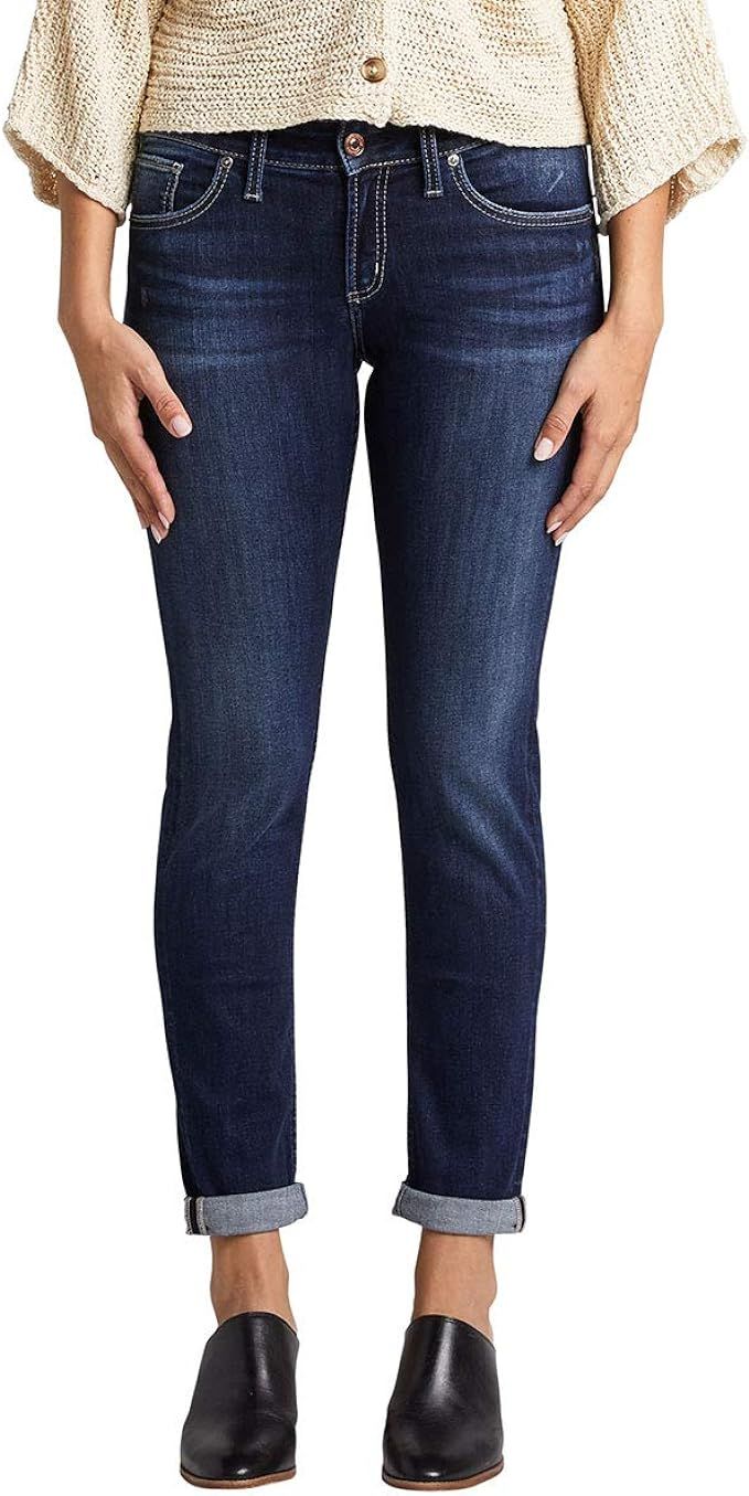 Silver Jeans Co. Women's Boyfriend Mid Rise Slim Leg Jeans | Amazon (US)