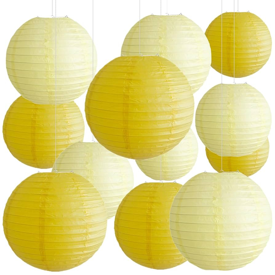 20PCS Dark Yellow and Light Yellow Decorative Paper Lanterns, Round Paper Lanterns for Weddings, ... | Amazon (US)