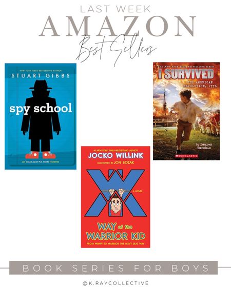 If you’re looking for great book series for your kids particular your boys to start these are three great ones that were my best selling links on Amazon last week.
1.  My 10 year year-old is currently reading spicy school is great for ages 9-12 He absolutely loves it.
2. We have the Warrior kid is an awesome series written by a former Navy seal. You will enjoy reading it too.
3.  My oldest is obsessed with the survive, a fictional look at life-changing events like 9/11, the titanic and more.

#KidsBooks #BooksForBoys #giftIdeasForBoys #AmazonBestsellers #KidsBookSeries #KidsSummerReading