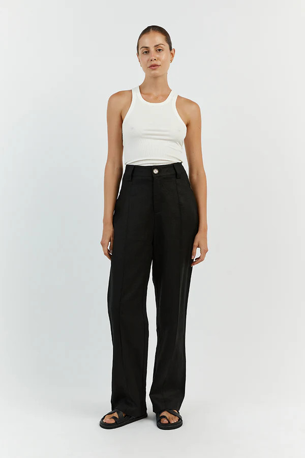 LOGAN BLACK LINEN PANT | DISSH