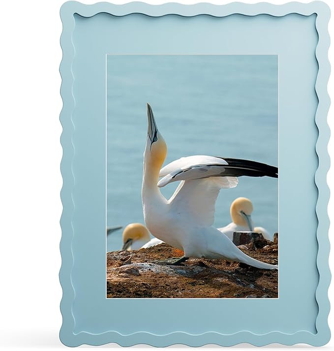 11x14 Picture Frame with Mat for 8x10, Wavy Edge Wooden Real Glass Photo Frame for Wall Hanging, ... | Amazon (US)