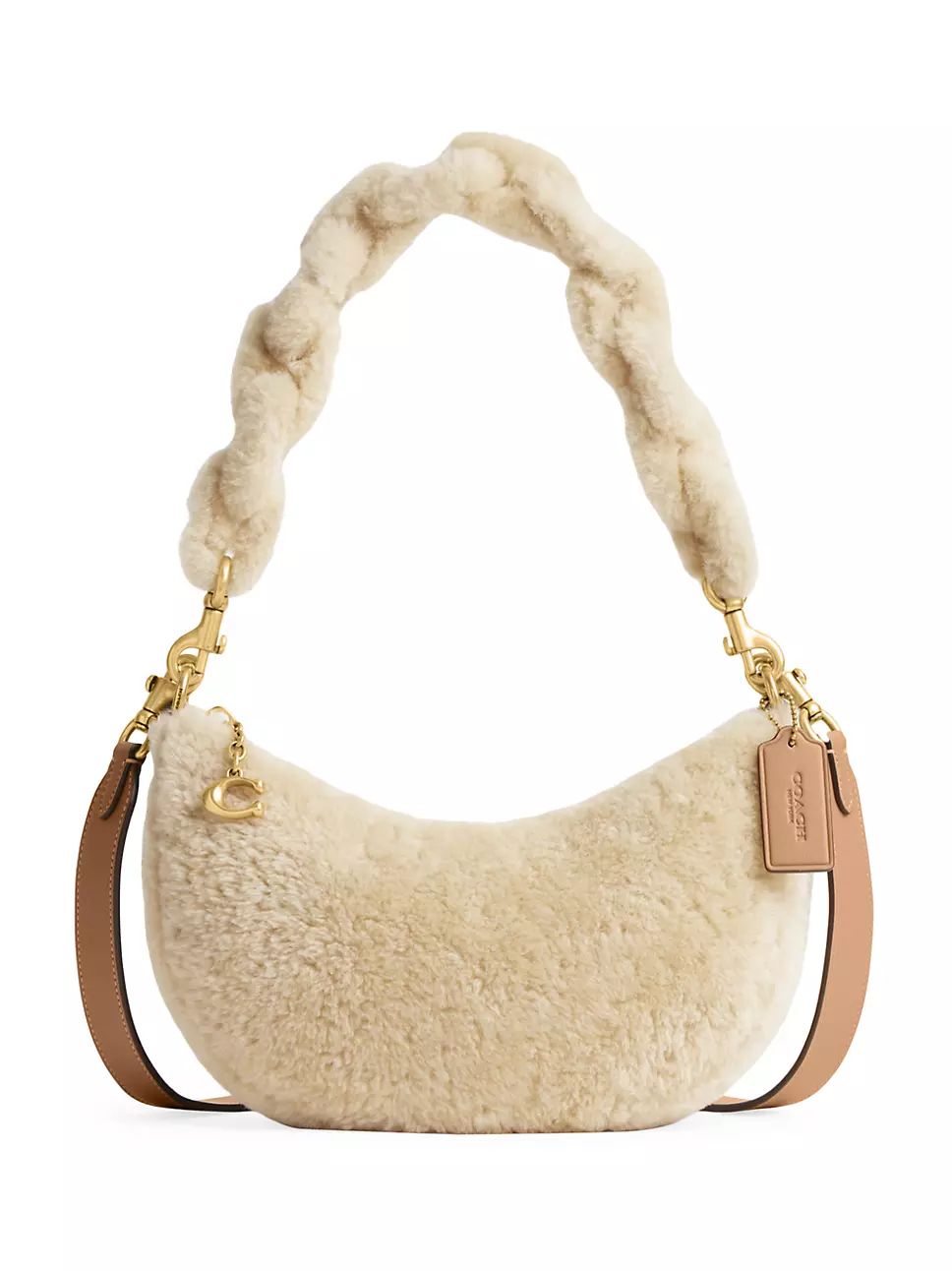 Mira Shearling & Leather Shoulder Bag | Saks Fifth Avenue