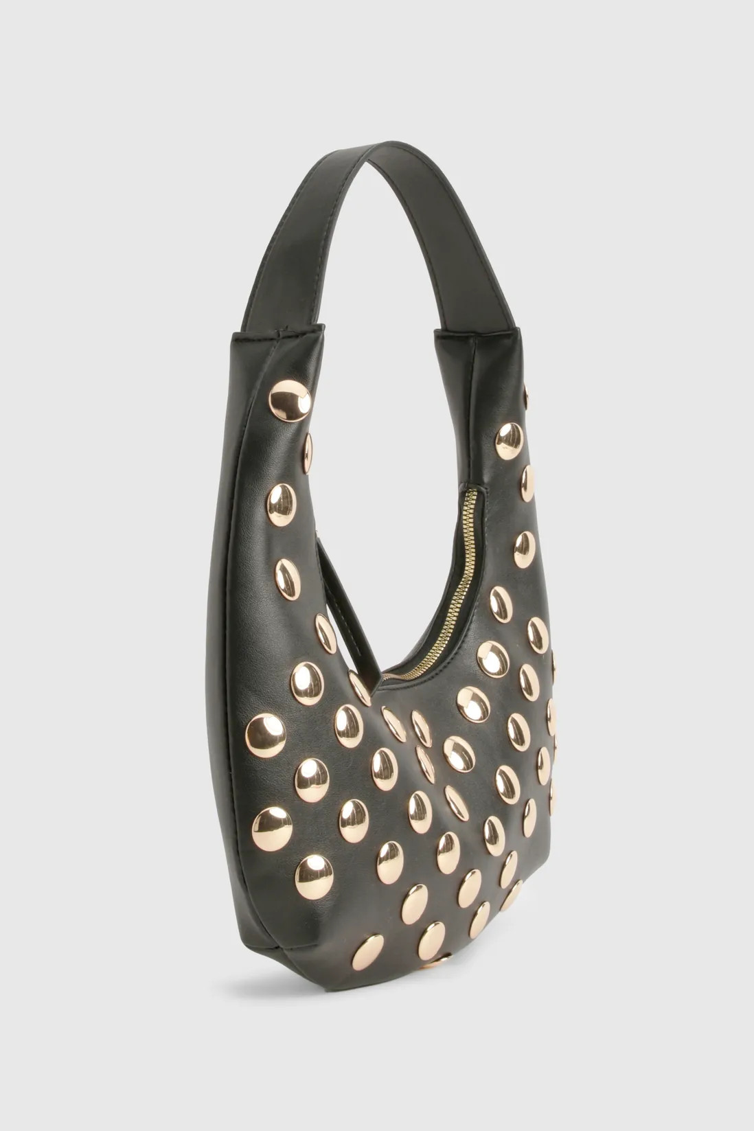 Bags & Purses | Half Moon Studded Leather Look Shoulder Bag | boohoo | Boohoo.com (UK & IE)