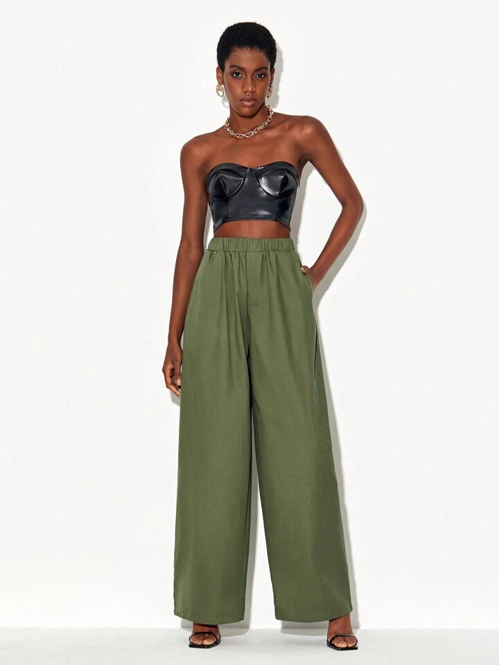 SHEIN X GYD studio Solid Wide Leg Pants | SHEIN