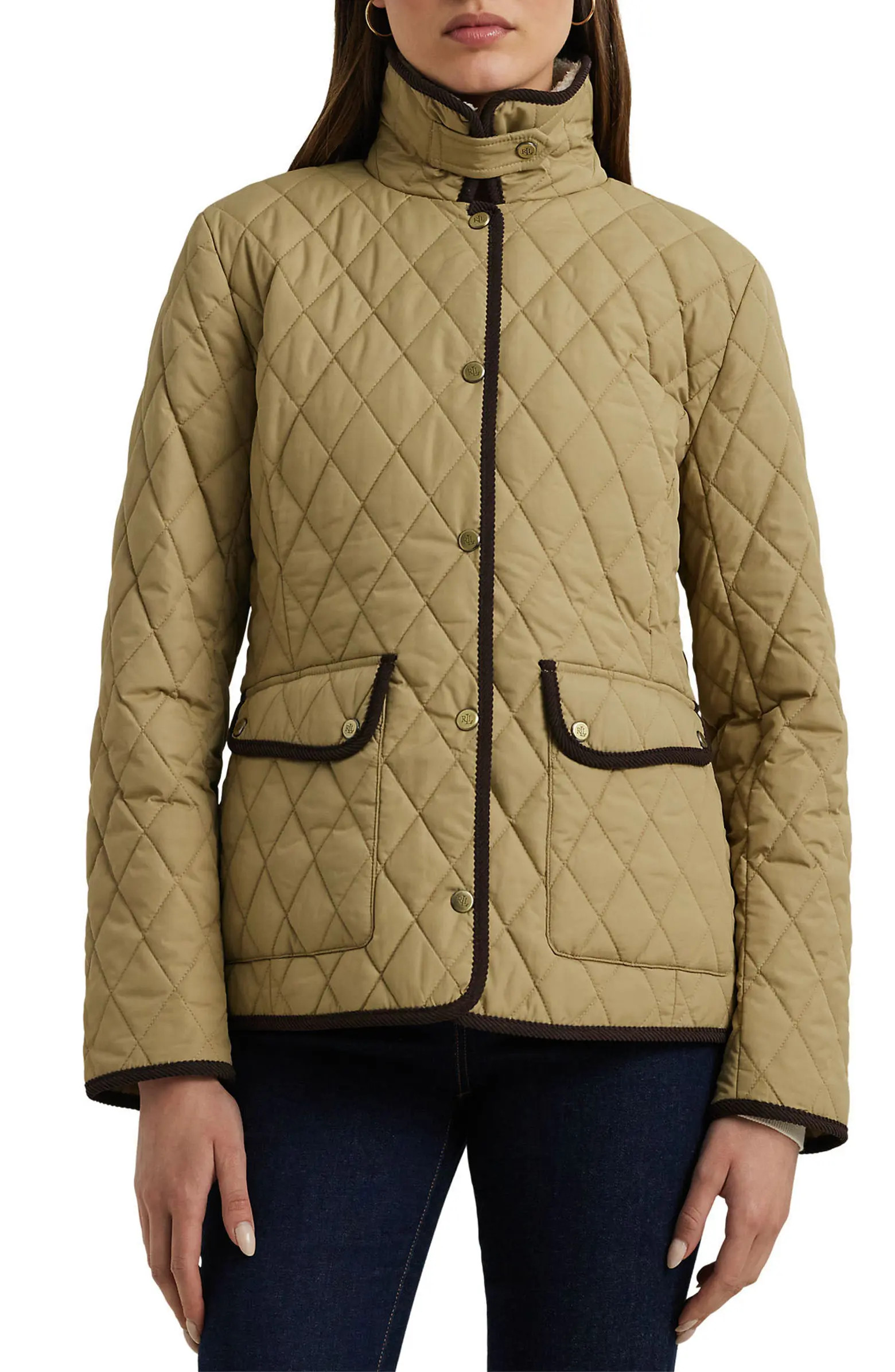 Quilted Faux Shearling Collar Jacket | Nordstrom