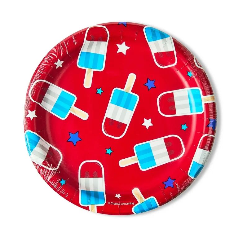 Patriotic Red, White, and Blue Dessert Paper Plates 7" with Popsicles, 8 Count, by Way To Celebra... | Walmart (US)