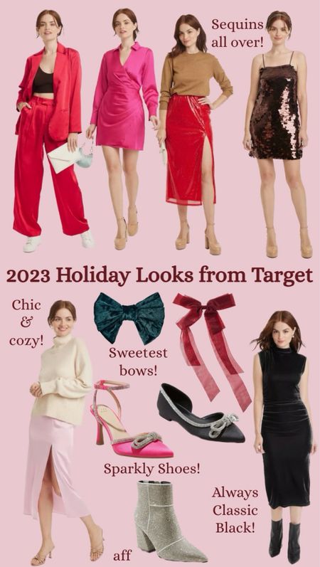 Get ready for the holidays with these cute looks from Target! So many trends and lots under $20!
………………..
satin blazer, christmas party outfit, holiday party outfit, family christmas pictures, fall family pictures, family picture outfits, gossamer bow, red bow, green bow, velvet bow, hair bow, sparkly boots, rhinestone boots, sparkle boots, sparkle heels, sparkle flats, rhinestone flats, rhinestone heels, pink heels, satin skirt, pink satin skirt, velvet dress, mock neck dress, red blazer, satin pants, satin suit, wide leg pants, wide leg satin pants, sequin skirt, red skirt, satin dress, collared dress, sequin dress, brown sequin dress, brown dress, holiday party dress, Christmas party dress, mock neck sweater, Christmas Eve outfit, christmas outfit, christmas dress, christmas look, holiday dress, holiday looked satin suit, target clothes, plus size suit, plus size blazer, plus size satin blazer, plus size sequin dress, plus size skirt, plus size sequin skirt, plus size satin skirt, holiday accessories, Christmas accessories, winter wedding guest dress, winter wedding dress, fall wedding guest dress, fall wedding dress, velvet dress, black velvet dress, dress under $50

#LTKHolidaySale #LTKHoliday #LTKwedding