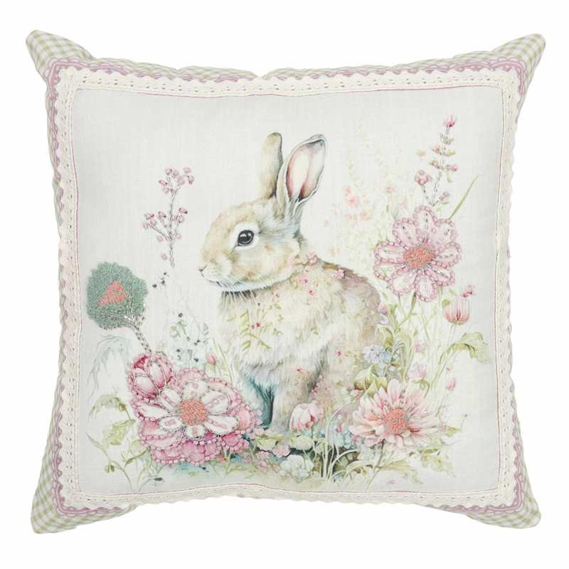Floral Bunny Printed Easter Throw Pillow, 16" | At Home