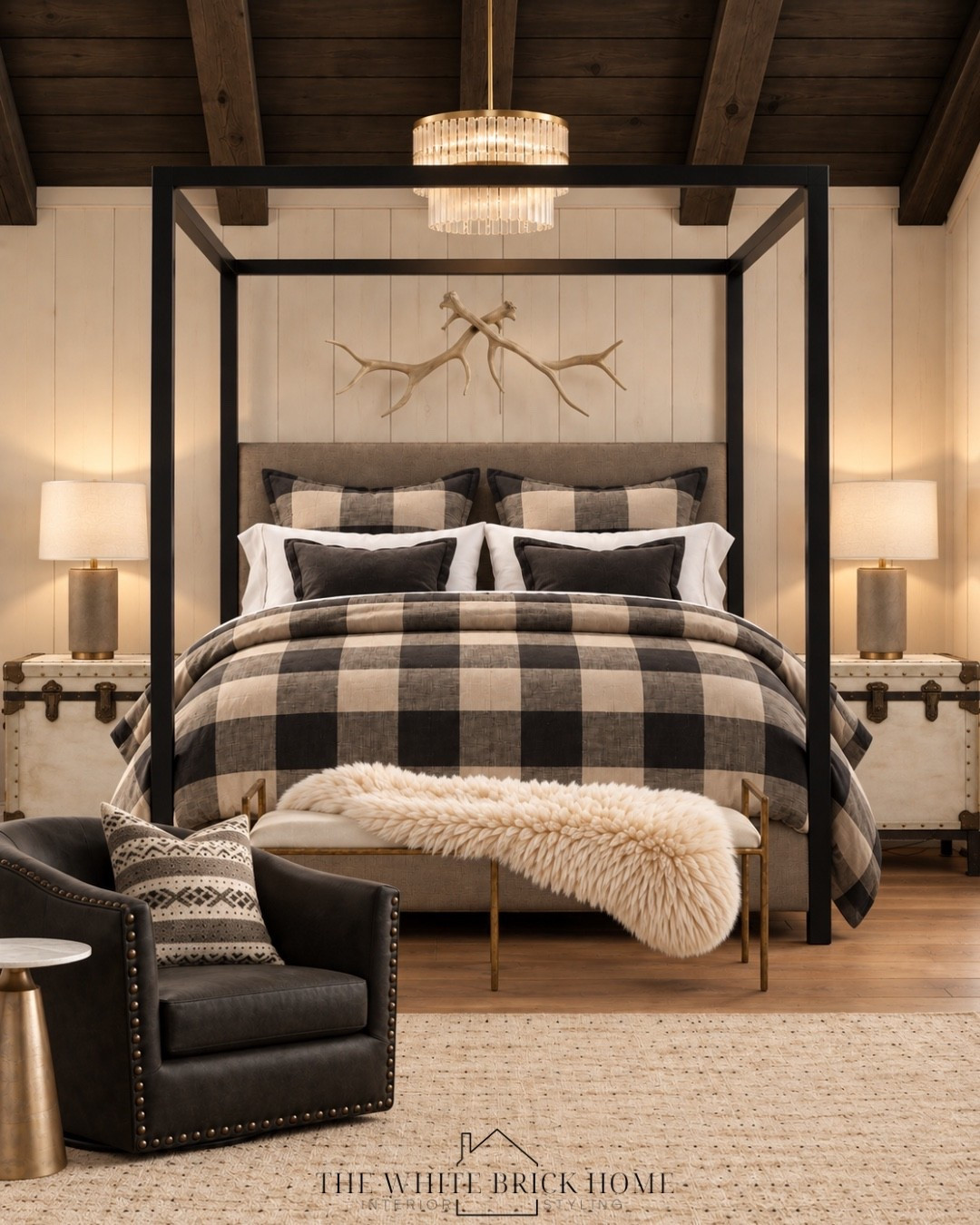 Moody mountain lodge meets modern luxury 🏔️🤎 The buffalo plaid, dark wood ceiling, oversized canopy bed, and cozy layered textures make this bedroom feel like the ultimate rustic retreat.
Comment SHOP and I’ll send you all the details to recreate the look! ✨
#BedroomInspo #MountainHome #RusticBedroom #ModernRustic #CabinStyle #BedroomDesign #InteriorInspo #CozyHome

#LTKHome #LTKSeasonal #LTKSaleAlert
