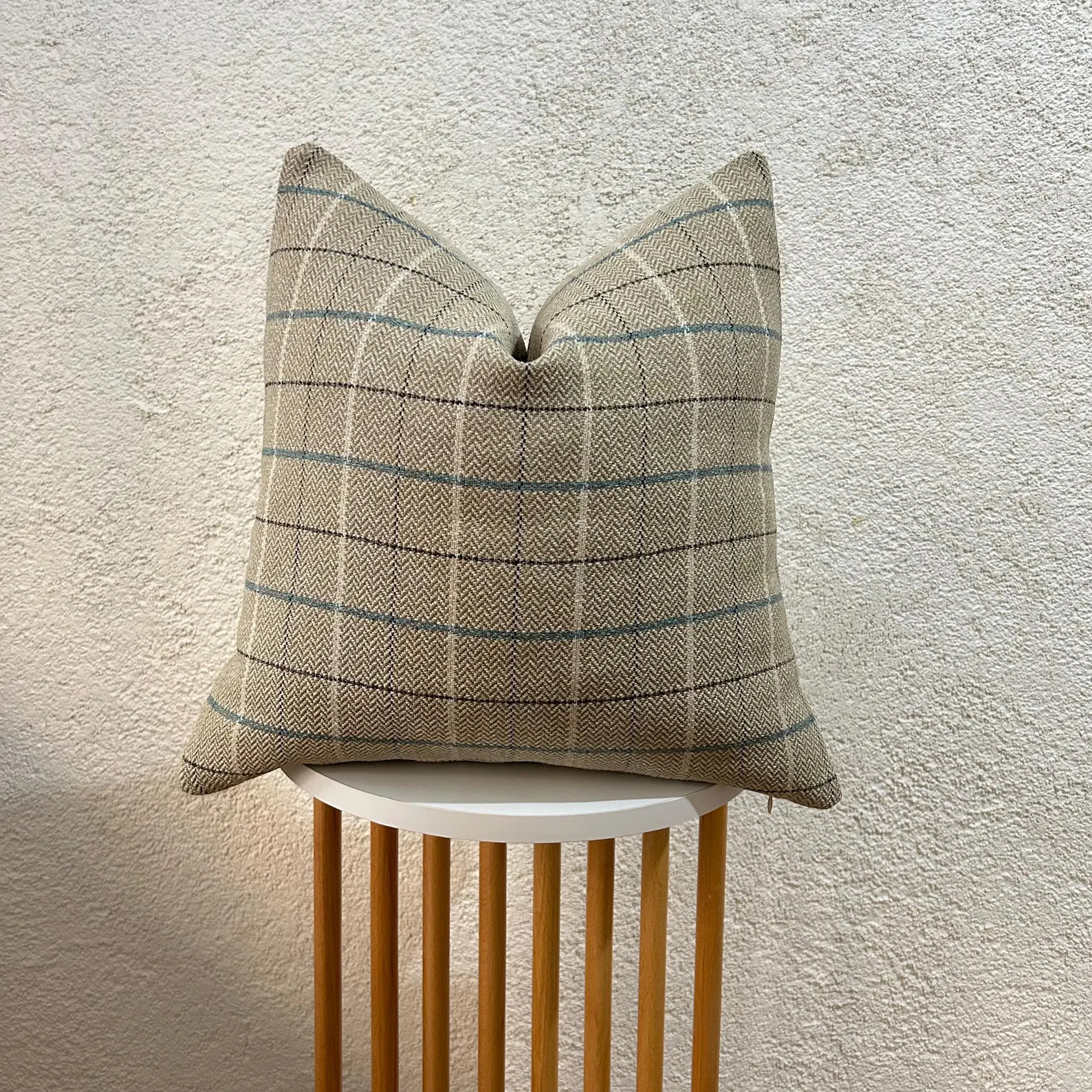 Neutral Plaid Pillow Cover, Beige Tartan Throw Pillow - Etsy | Etsy (Global)