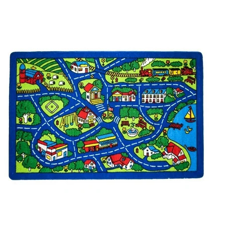 Kids Rug Street Map Blue 3 X 5 Children Learning Carpet (39 x 56 ) | Walmart (US)