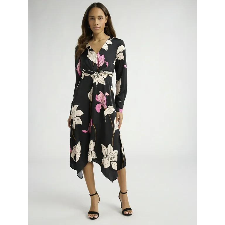 Sofia Jeans Women's Twist Front Dress, Mid Calf Length, Sizes XS-XXXL | Walmart (US)