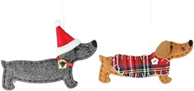 Dachshund Dogs with Tartan & Jingle Bell Ornament Set, Hand-Crafted Dog Lovers Plush Holiday Déc... | Amazon (US)
