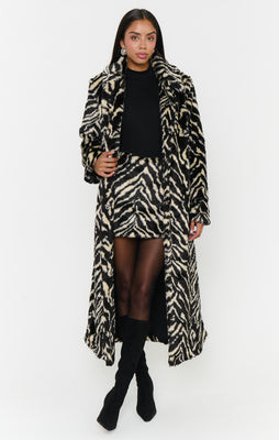 Miss Cindy Overcoat, in Neutral Zebra Faux Fur, Size: XS | Show Me Your Mumu | Show Me Your Mumu