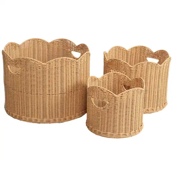Maris Resin/Metal Scalloped Edge Nesting Storage Baskets, Handles (Set of 3) | Bed Bath & Beyond