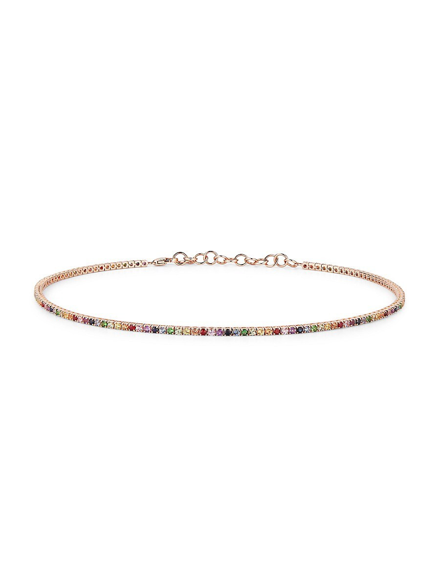 Nephora Women's 14K Rose Gold & Rainbow Sapphire Choker Tennis Necklace | Saks Fifth Avenue OFF 5TH