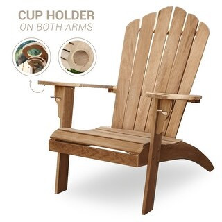 Cambridge Casual Sherwood Oversized Teak Adirondack Chair with Cup Holder | Bed Bath & Beyond