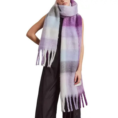 Arctic Fox & Co The Reykjavik Check Fringe Scarf in Frozen Tides at Nordstrom | Nordstrom
