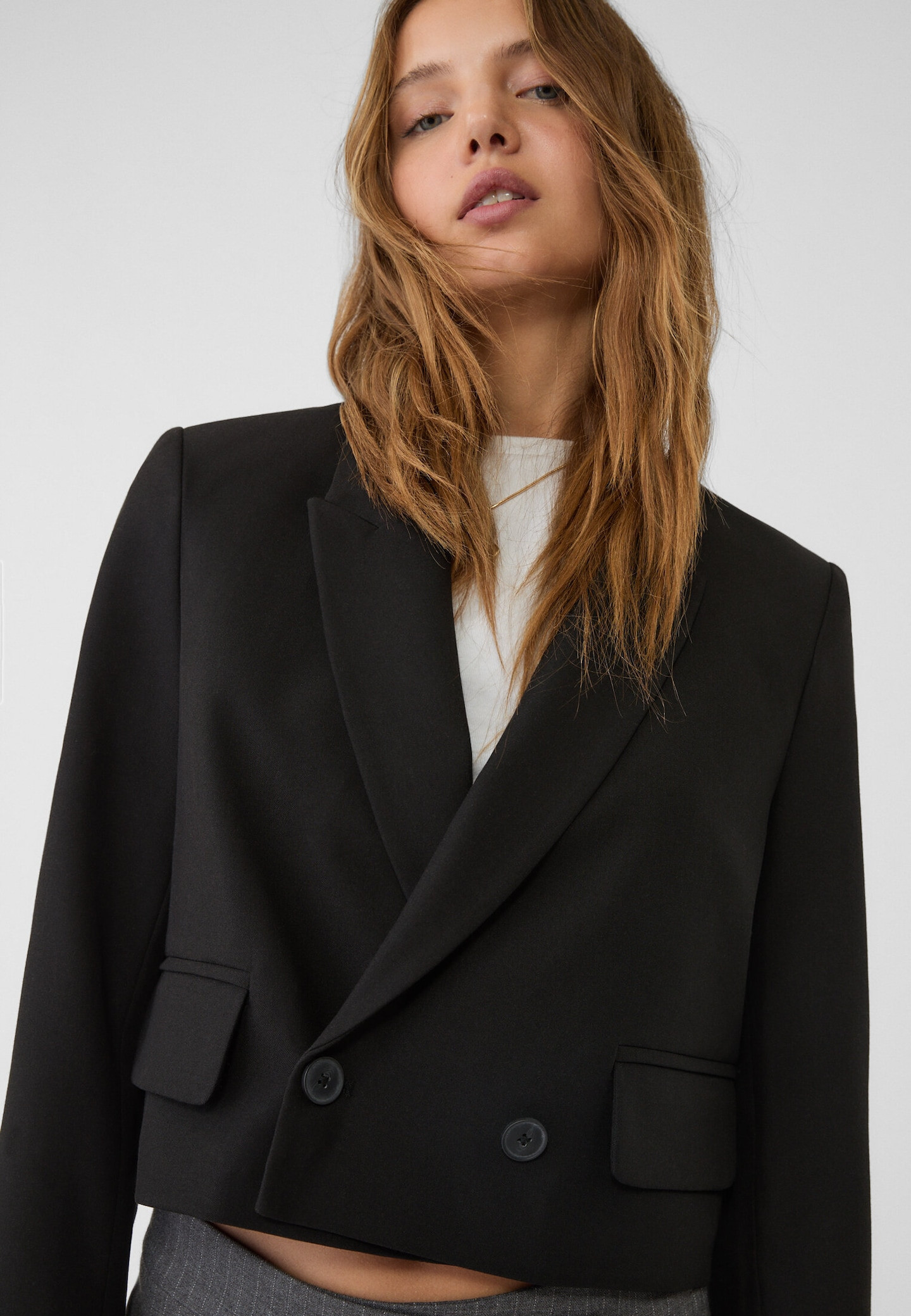Smart cropped blazer - Women's Blazers | Stradivarius United Kingdom | Stradivarius (UK)