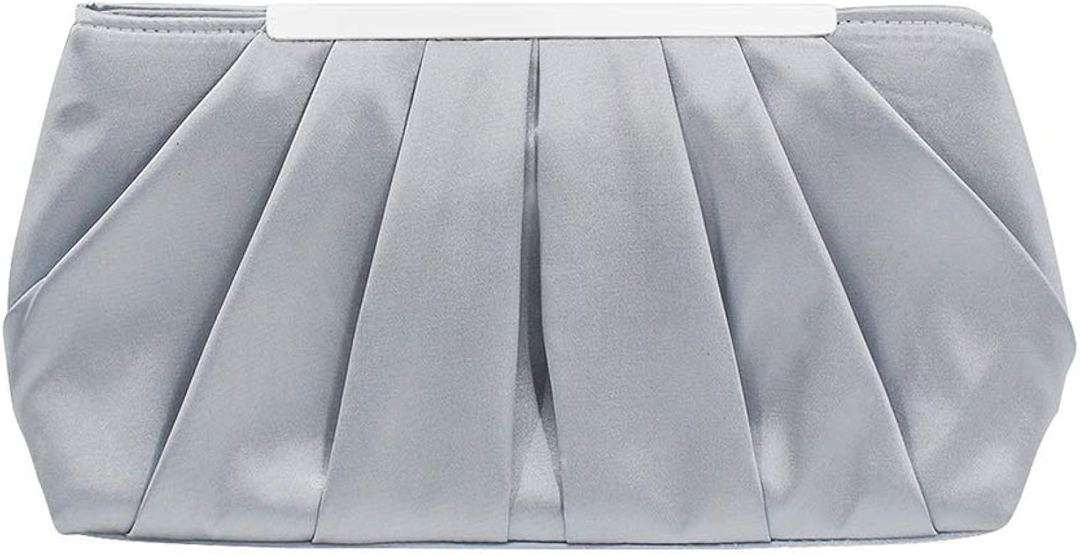 Tanpell Pleated Satin Evening Handbag Women Formal Clutch with Detachable Chain for Wedding Cocktail | Amazon (US)