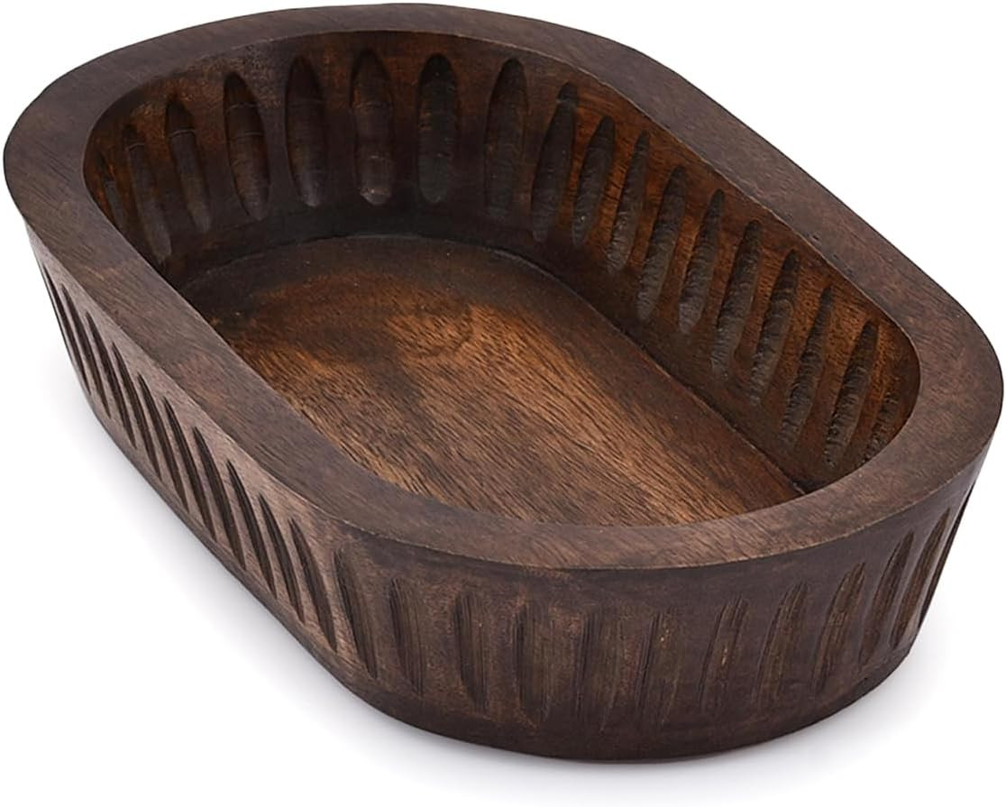 Samhita Mango Wood Decorative Bowls for Home Décor, Decorative Long Wooden Bowl for Table Centerpiece (10" x 6" x 2") | Amazon (US)