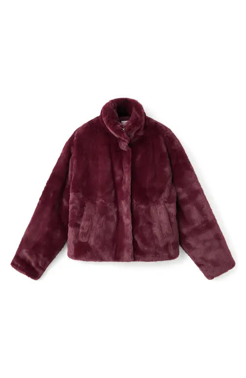 MANGO TEEN Faux Fur Coat in Burgundy at Nordstrom, Size Medium | Nordstrom