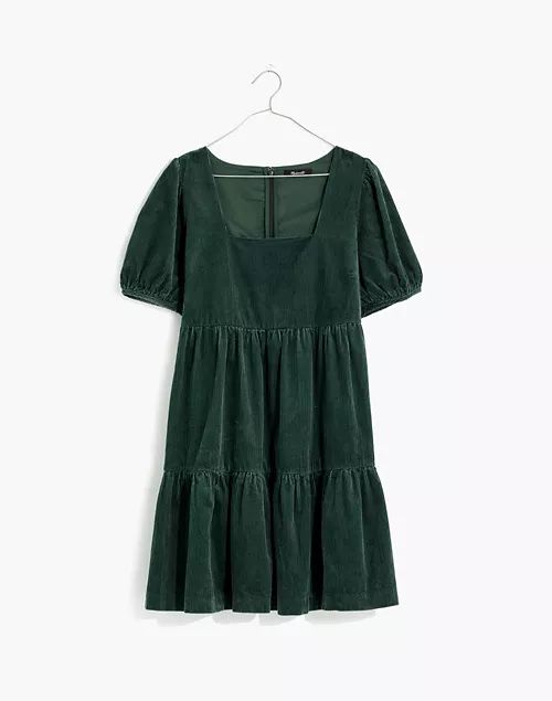 Corduroy Aidy Square-Neck Tiered Mini Dress | Madewell