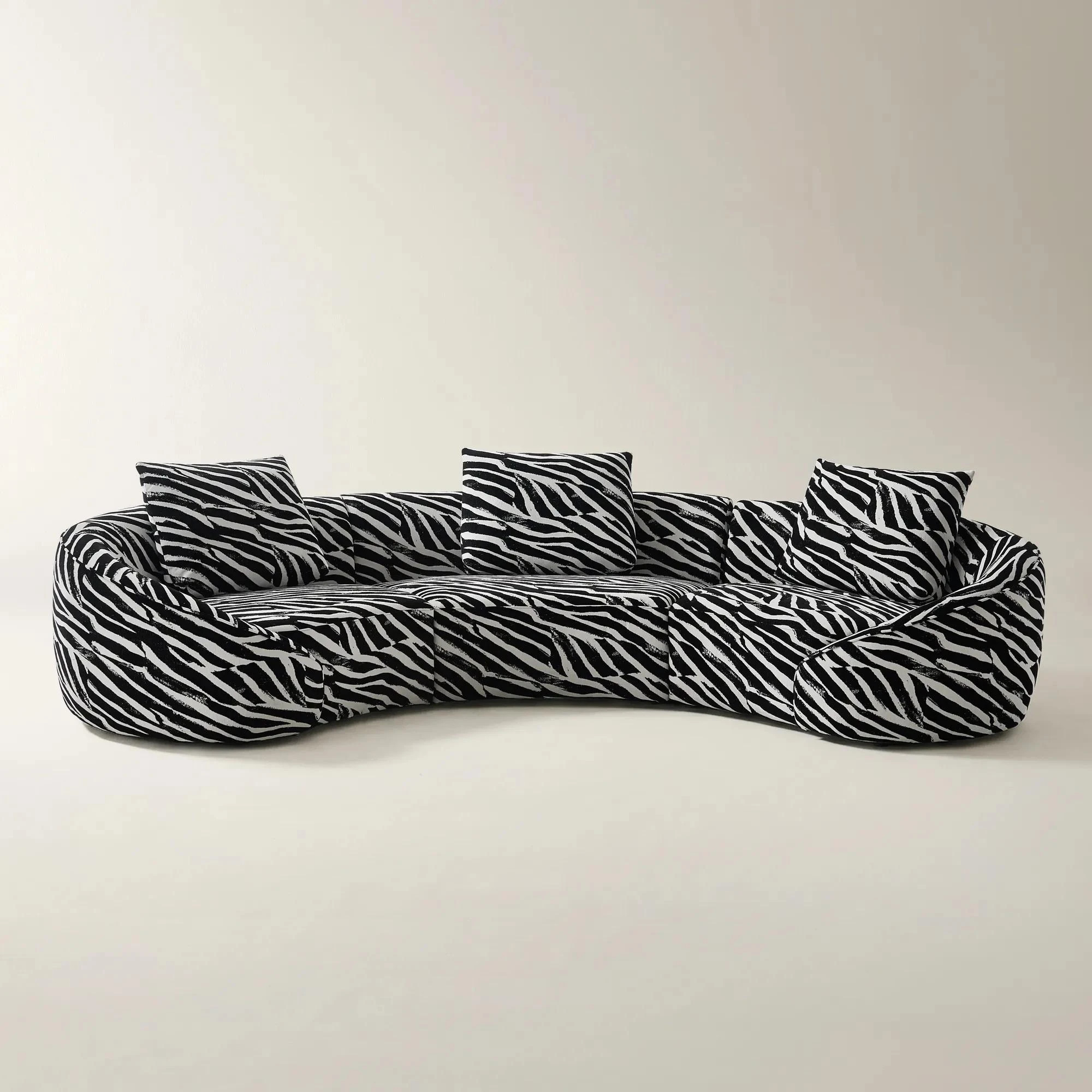 Irene 3-Piece White/Black Performance Chenille Sectional Sofa | Z Gallerie
