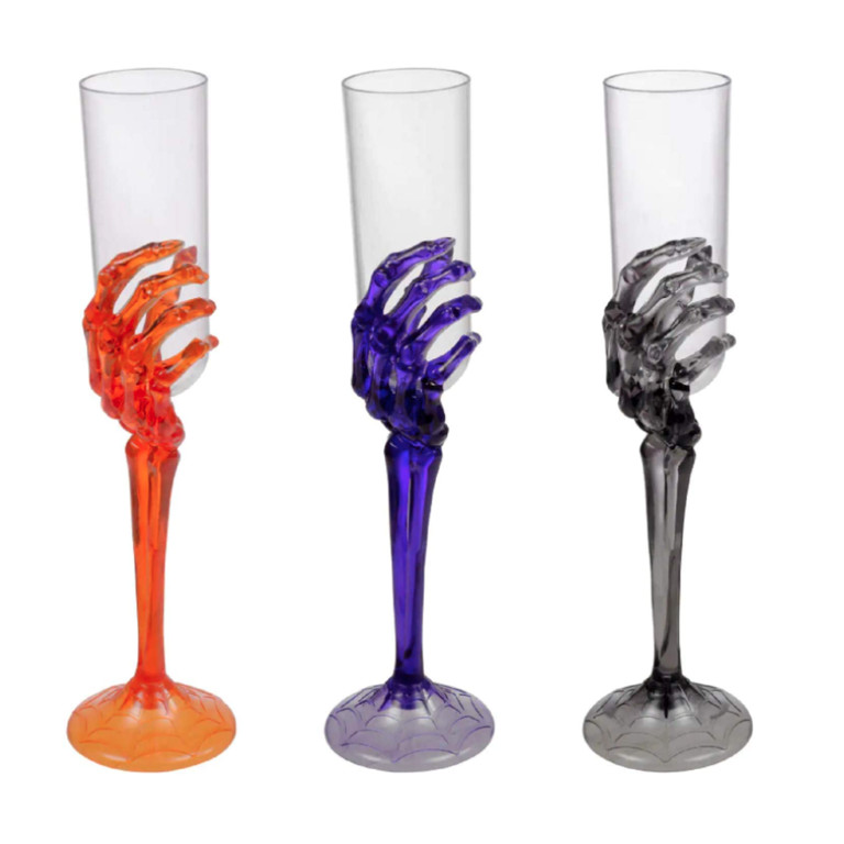 Halloween Skeleton Hand Plastic Goblets - Champagne Flutes - Stemless Cups - Perfect for Creepy S... | Walmart (US)