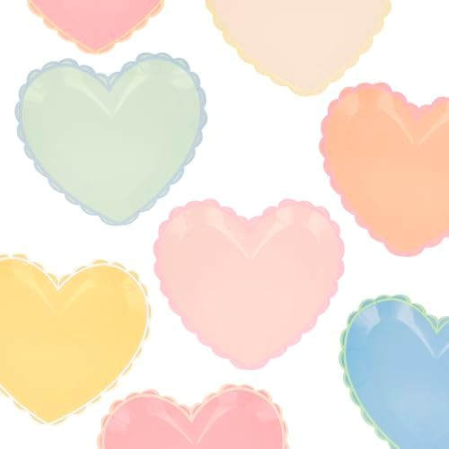 Meri Meri Valentine's Day Heart Plates (Pack of 8), Valentines Day Party Plates, Disposable, Pape... | Amazon (US)